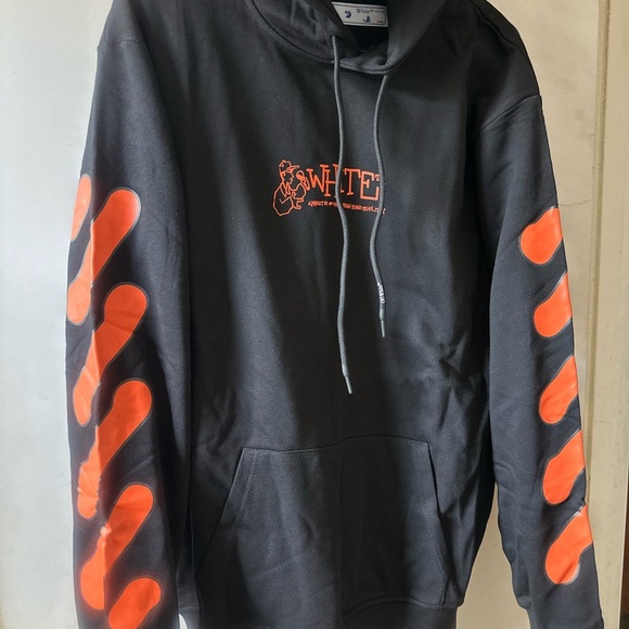 Off-White Virgil Abloh Men's Hoodie with Orange Accents - Picture 1 of 4
